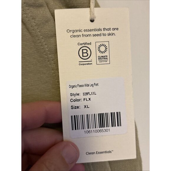 Mate The Label Organic Fleece Wide Leg Pant Heather Flax X-Large MSRP $138 - Picture 3 of 9